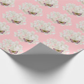 Papier Cadeau Papillon sur Hydrangée Blanche (Coin)