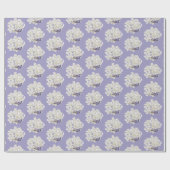 Papier Cadeau Papillon sur Hydrangée Blanche (Plat)