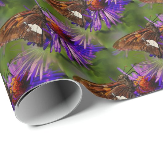 Papier Cadeau Papillon sur l'art de la nature fleurie (Coin rond)