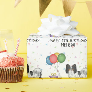 Papier Cadeau Papillon tricolore Chien mignon et heureux - Anniv