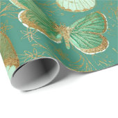 Papier Cadeau Papillon vert (Coin rond)