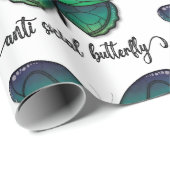 Papier Cadeau Papillon vert anti-social (Coin rond)