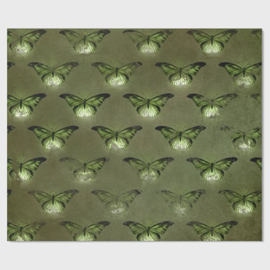 Papier Cadeau Papillon Vintage Green Glimmer (Plat)