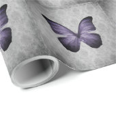 Papier Cadeau Papillon Vintage pourpre Damas (Coin rond)
