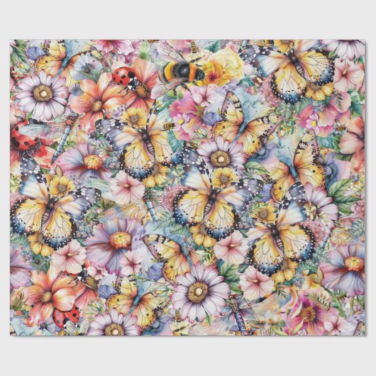 Papier Cadeau Papillons, abeilles, libellules Ladybugs (Plat)