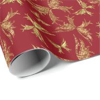 Papillons Abstraits Gold Et Bourgogne