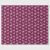 Papier Cadeau Papillons Aquarelle Corail rose (Plat)