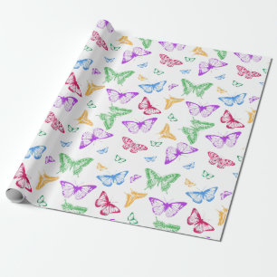 Papier Cadeau Papillons arc-en-ciel