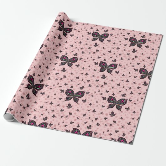 Papier Cadeau Papillons aux Feuilles d'érable (Déroulé)