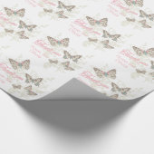 Papier Cadeau Papillons blanc rose mariage faveur merci (Coin)