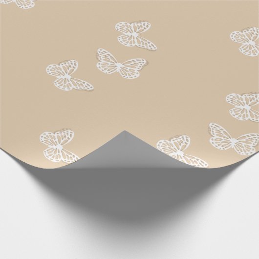 Papier Cadeau Papillons Blancs – Élégante Inspiration Naturelle (Coin)