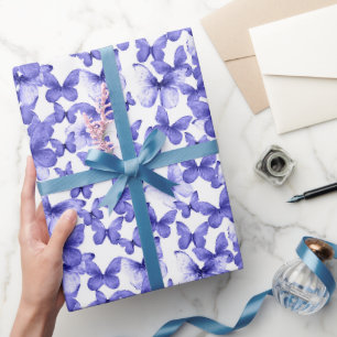 Papier Cadeau Papillons Bleus Motif Pastel