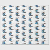 Papier Cadeau Papillons bleus sur croissant en bois (Plat)