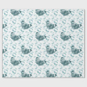Papier Cadeau Papillons bleus turquoises (Plat)