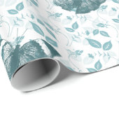 Papier Cadeau Papillons bleus turquoises (Coin rond)