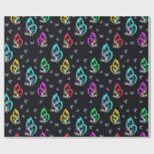 Papier Cadeau Papillons colorés Arrière - plan noir esthétique (Plat)