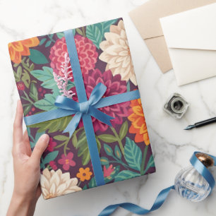 Papier cadeau Papillons Dahlias Abstraits