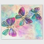 Papier Cadeau Papillons d'aquarelle (Plat)