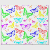 Papier Cadeau Papillons de couleur arc-en-ciel volant (Plat)