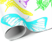 Papier Cadeau Papillons de couleur arc-en-ciel volant (Coin rond)