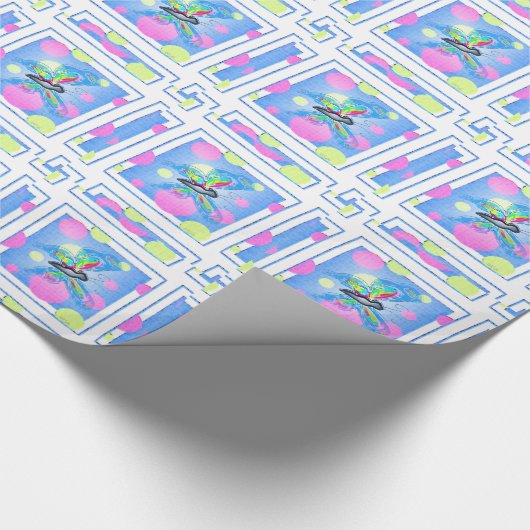 Papier Cadeau Papillons de dimensions colorés (Coin)