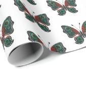 Papier Cadeau Papillons de Noël (Coin rond)