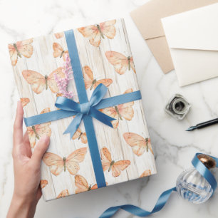Papier Cadeau Papillons de pêche Anniversaire