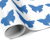 Papier Cadeau Papillons Denim Blue Bold Mod (Coin rond)