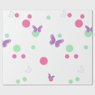 Papier Cadeau papillons doux et pois