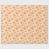 Papier Cadeau papillons en dentelle pourpre sur pois jaune (Plat)