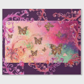 PAPIER CADEAU PAPILLONS EN PAILLETTES ROSES - PLANTE PAPILLON MA (Plat)