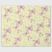 Papier Cadeau Papillons et bulles roses (Plat)