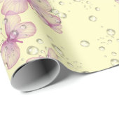 Papier Cadeau Papillons et bulles roses (Coin rond)