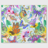 Papier Cadeau Papillons et fleurs (Plat)