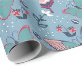 Papier Cadeau papillons et fleurs (Coin rond)