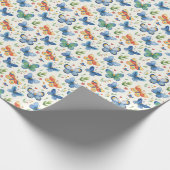 Papier Cadeau Papillons et fleurs bleu jaune vert (Coin)