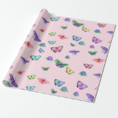 Papier Cadeau Papillons et Hydrangeas à l'aquarelle (Déroulé)