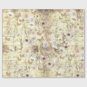 Papier Cadeau papillons fleur sauvage séchés (Plat)