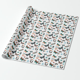 Papier Cadeau Papillons Fleurs : Collection Dessinée à la main