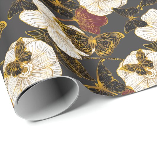 Papier Cadeau Papillons & Fleurs : Motif Boho de printemps (Coin rond)