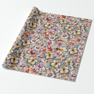 Papier Cadeau Papillons, libellules, coccinelles et abeilles