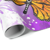 Papier Cadeau Papillons Monarque sur Arrière - plan pourpre (Coin rond)