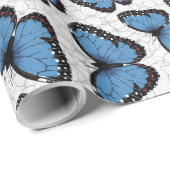 Papier Cadeau Papillons morpho bleu (Coin rond)