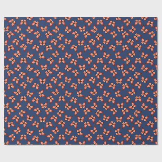 Papier Cadeau Papillons Motif orange rose noir (Plat)