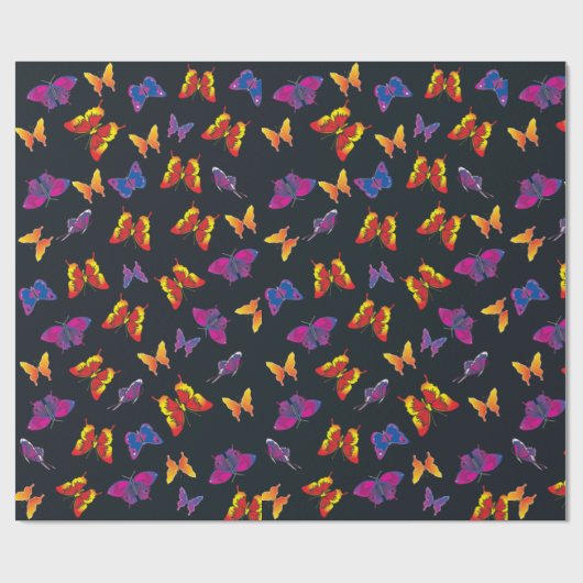 Papier Cadeau Papillons multicolores (Plat)