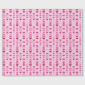 Papier Cadeau Papillons, nuances de rose et de fuchsia (Plat)