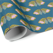 Papier Cadeau Papillons papillons Boho Turquoise bleu Nature Mot (Coin rond)