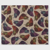 Papier Cadeau Papillons pourpres et orange (Plat)