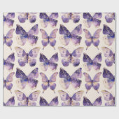 Papier Cadeau Papillons Purple Gold Anniversaire (Plat)