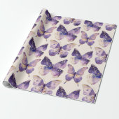 Papier Cadeau Papillons Purple Gold Anniversaire (Déroulé)